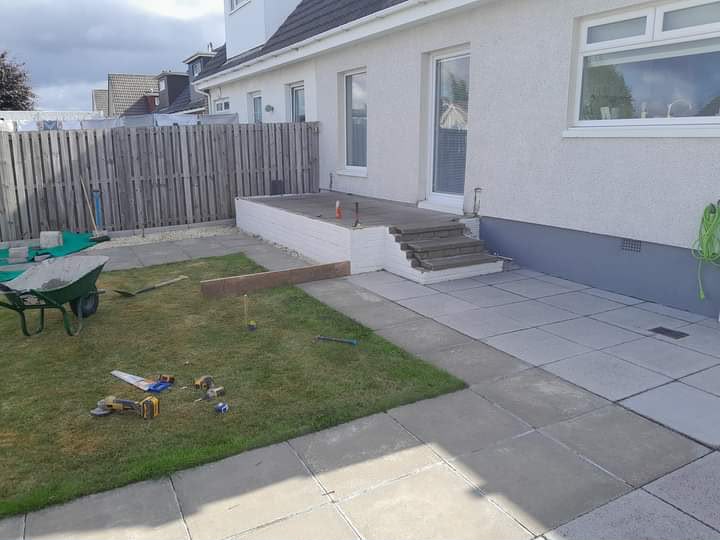 Garden during patio and step construction